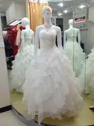 Casamento органзы оборками Кристалл vestido de noiva renda 2016 новинка Модное бальное платье свадебное платье Бесплатная доставка