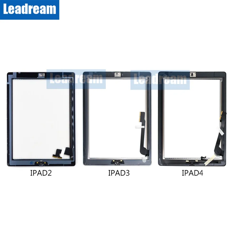 

10PCS Touch Screen Glass Panel with Digitizer Home Button Adhesive for iPad 2 3 4 free DHL