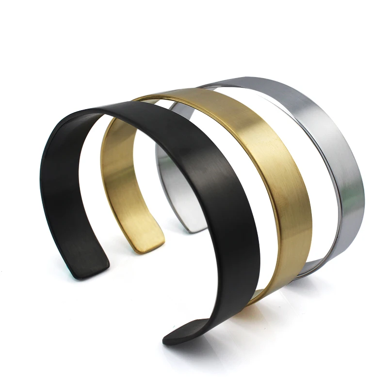 Laser Stainless Steel Bracelet For Women/Men Black/Gold/Silver Color Cuff Bangles Open Bracelet Femme Fashion Accessories 5