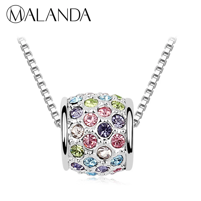 

MALANDA Brand Circular Pendant Necklaces For Women Round Crystals From Swarovski Necklaces Wedding Jewelry Accessories Girl Gift