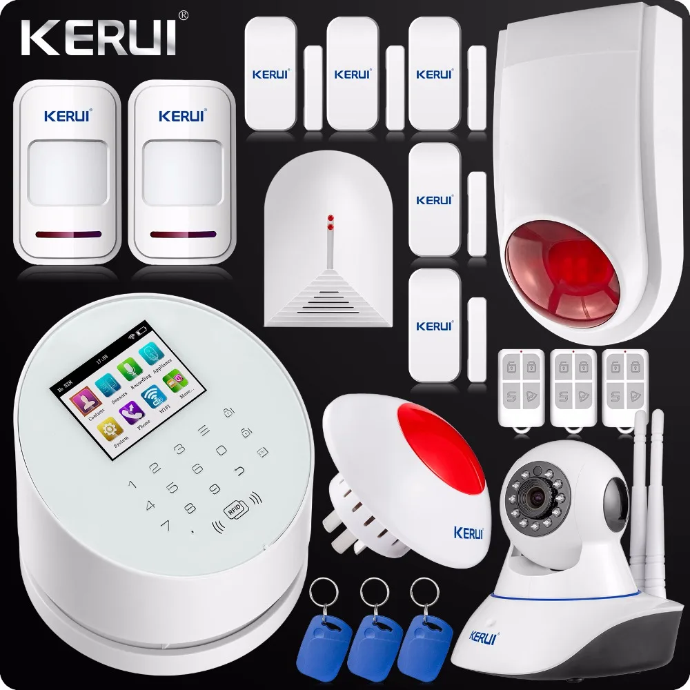 

KERUI W2 Wireless WIFI Alarm System GSM PSTN Home Security 433MHz Wireless Flash Outdoor/Indoor Siren + Motion PIR Detector