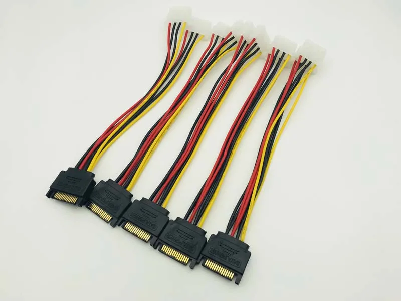 5 шт. 15Pin SATA к 2 двойной 4Pin кабель питания IDE Molex силовой свинец Y сплиттер Шнур 18AWG