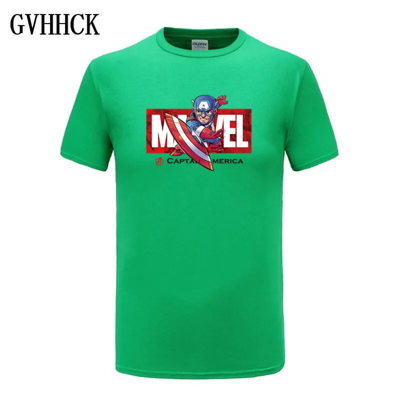 Летняя Новинка Модные мужские футболки Капитан Америка Состаренный щит логотип Marvel Comics взрослая рубашка M-2XL хлопковые футболки - Цвет: green 1