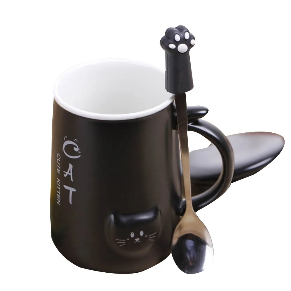 Милая кошка 400 мл кафе кофейная кружка керамическая Питьевая чашка большой емкости с ложкой