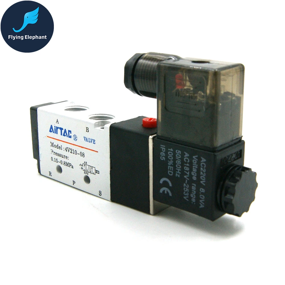 5 forma 2 posición 1//4/" Airtac Solenoide Válvula 4V210-08 DC12V