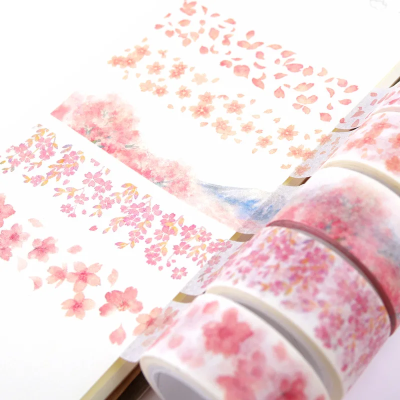 1 шт. 2 см широкий розовый Вишня деревья под Mt Fuji Васи клейкие ленты клей клейкие ленты DIY Скрапбукинг Стикеры Label маскирования клейкие ленты 7