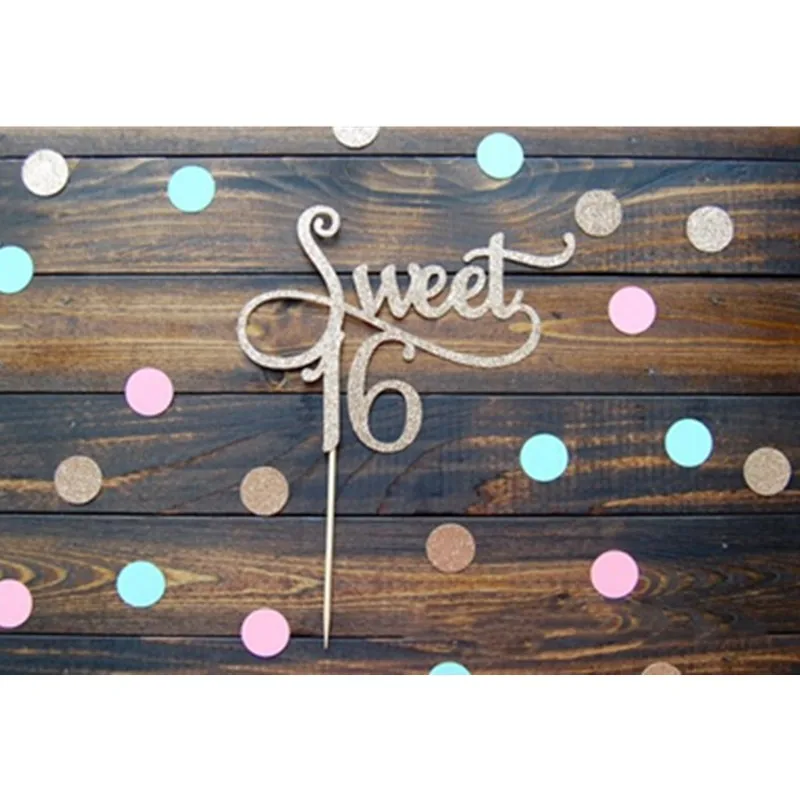 1pcs Sweet 16 Gold Monogram Cake Topper letter cake topper 16th Birthday Party Themes Party Baking Decoration Supplies June 12