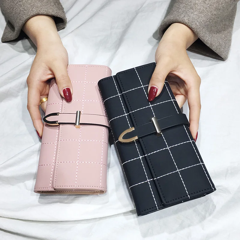 

JIULIN Women Wallets Long With Plaid PU Leather Fashion Hasp Coin Purse Phone Bag 10 Card Holders Female Wallet for girls ladies