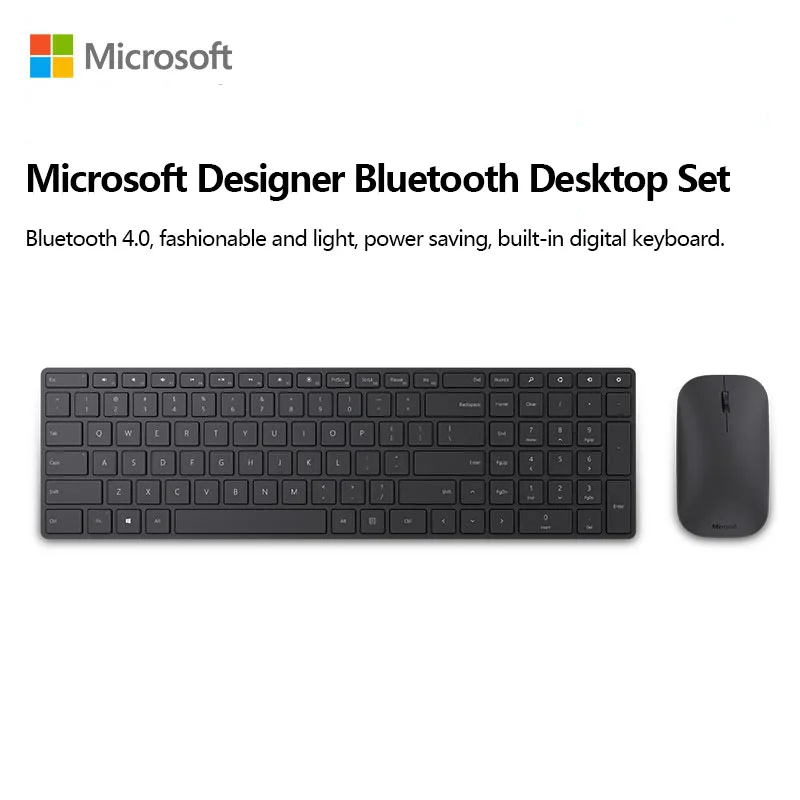 Microsoft дизайнер Bluetooth Настольный набор легкий беспроводной набор с клавиатурой и мышью английская клавиатура ПК компьютер