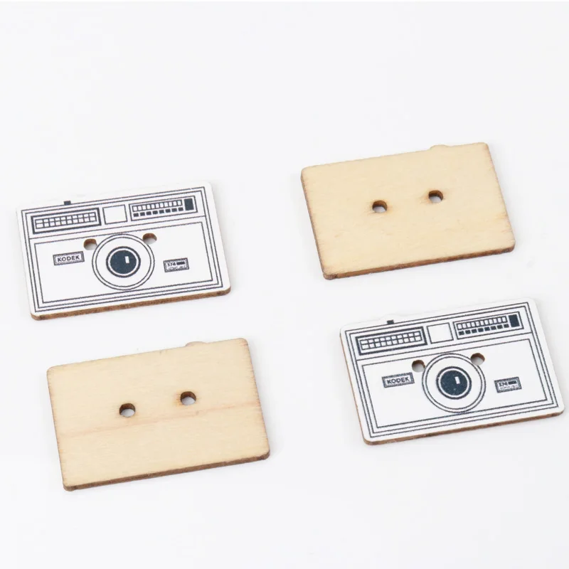 

Camera Pattern diy Wooden Buttons Botones Handmade Accessories Decoration Sewing Scrapbooking Crafts Mix 30x20mm 20pcs MZ62
