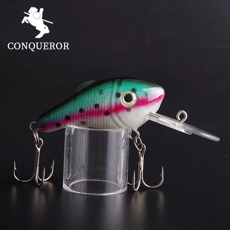 И conquero 1 шт. Crankbait жесткая приманка рыболовные снасти 14 г/8 мм Плавание приманки Crank bait Бас Блесен рыболовные снасти дешевые