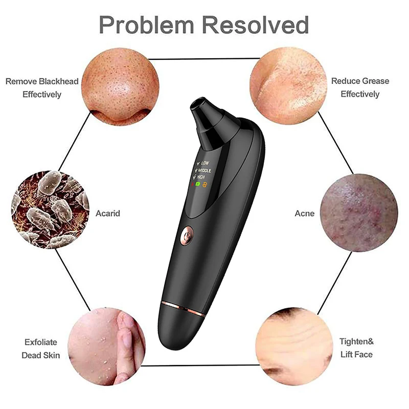 Limpeza dos Poros Sucção de Vácuo Removedor de Cravo Rosto Cravo Nariz Blackhead Remover Acne Pimple Ponto Preto Mais Limpo Vácuo 15 sucção nariz compressa quente preto cabeça removedor