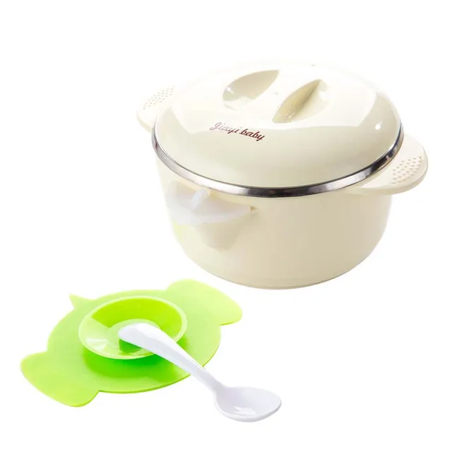 Baby Warming Plate Dish Bowl Hot Water Insulation Feeding Dinnerware