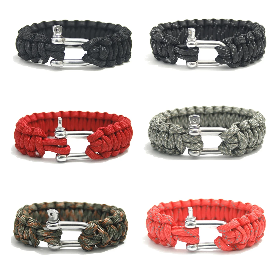 

wholesale 550 Paracord Bracelet Paracord Stainless Steel Buckle Bracelet Outdoor Camping Survival Kits