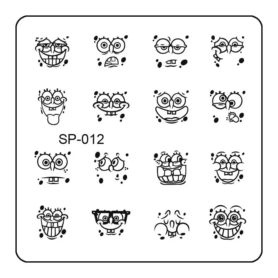 

Happy Smile Sponge Designed Nail Art Stamp Stamping Template Cute Face Metal Image Plate DIY Tools SP-012