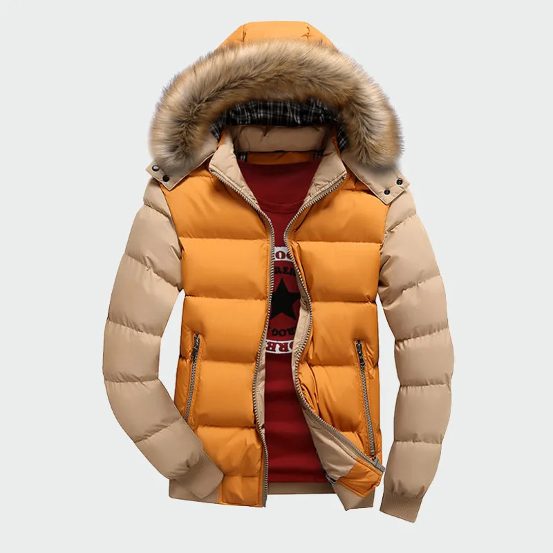 Зимние мужские толстые пальто, теплые мужские куртки с подкладкой, повседневные теплые парки с капюшоном, новые мужские пальто, Мужская брендовая одежда, M-4XL ML061 - Цвет: Yellow Khaki