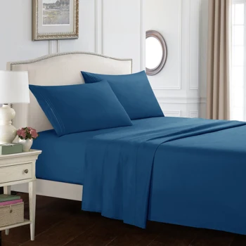 

Solid Pure Color Sheet Set Embroidery Linen Fitted Sheet Flat Sheet Bed Sheets And Pillowcases King Queen Full Twin