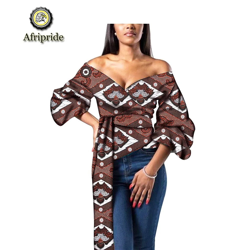 2019 AFRIPRIDE african clothes for women free shipping new fashion design bazin riche plus size deep V-neck sex party S1924002