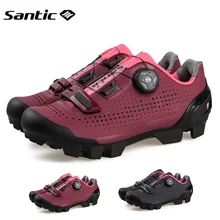 Santic велосипедная обувь Женская Профессиональная обувь для горного велосипеда MTB Поворотный замок кроссовки дышащая Черная Спортивная велосипедная Экипировка