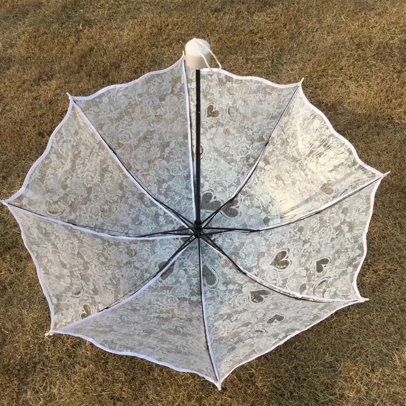 Прозрачный мини-зонтик для женщин и девочек, пластиковый прозрачный кружевной зонтик Parapluie, трехслойный зонтик Paraguas, Цветной Зонтик с 8 ребрами