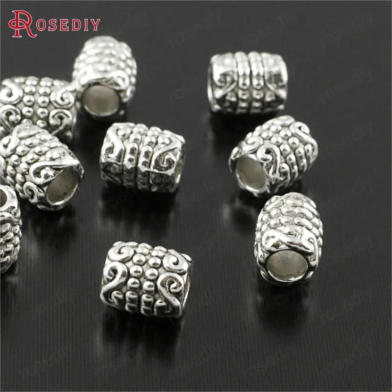 

(30008)100PCS 6x5MM,hole 2.5MM Antique Silver Zinc Alloy Large Hole Spacer Beads Bracelet Beads Diy Jewelry Findings Accessories