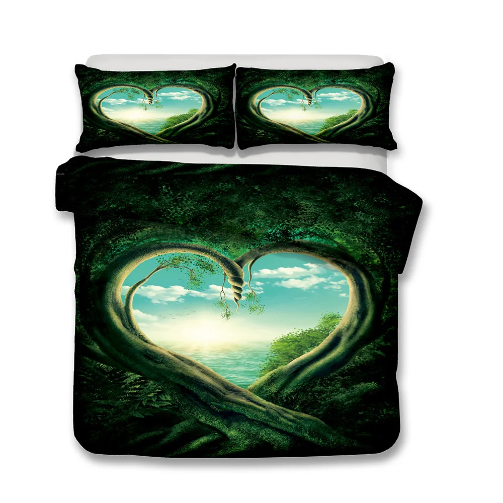 

New 3D Missing You by Scandy Girl Bedding Set Howling Wolf Duvet Cover With Pillowcase Forest Bed Set Art Print Bedclothes Queen