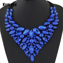 Kymyad, большой женский колье, женские ожерелья, подвеска, синий, красный цвет, массивное изделие, новинка, ювелирные изделия с кристаллами, колье, макси, бохо, Винтажные Ювелирные Изделия