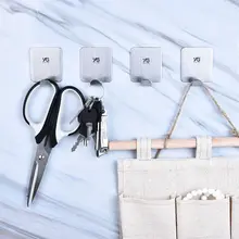 2Pcs Bathroom Kitchen Stainless Steel Wall Hooks Nail-free Strong Viscose Fixed Transparent and Traceless for Hanging Robe Coat