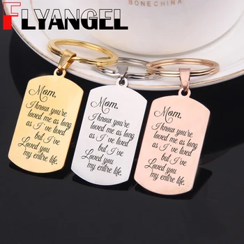 

FLYANGEL Fashion Engraved Keyring Car Key Tag Mom I Know You're Loved Me Cute Key Holder Bag Charm For Best Mother Keychain Gift