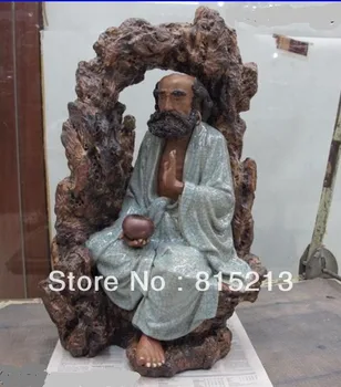 

bi00184 China handwork pottery WuCai porcelain Bodhidharma Damo Dharma Buddha God Statue