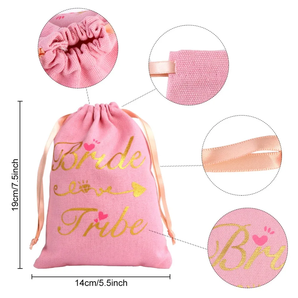 OurWarm Bride Bachelorette Party Decoration Pink Candy Bags Beer Can Cooler Covers for Hen Party Decor Birde to Be Favor