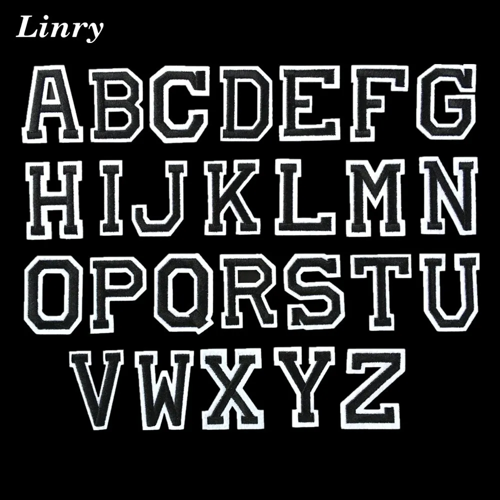 

English Letter Patch Embroidery Iron On Patches For Clothing Bags Sew On Garment Appliques Stickers DIY Stripes Shoes Accessory