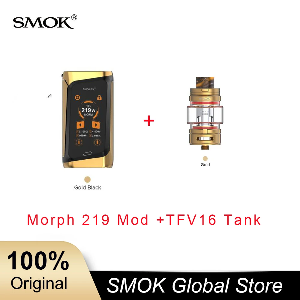 SMOK Morph 219 мод 219 Вт TC бокс мод 0,001 s Скорость Стрельбы большой экран SMOK мод подходит 9 мл SMOK TFV16 танк