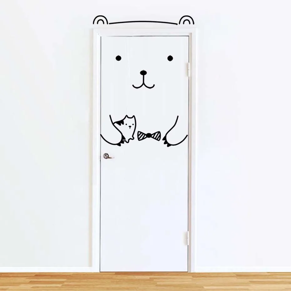 

Cute Bear Cat Panda Wall Decal Vinyl Sticker Cartoon Animal Pattern Door Decals For Kids Bedroom Art Mural DIY Home Decoration