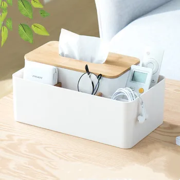 

Creative Nordic Style Bamboo Wood Tissue Box Home Living Room Coffee Table Multi-function Remote Control Mobile Storage Box