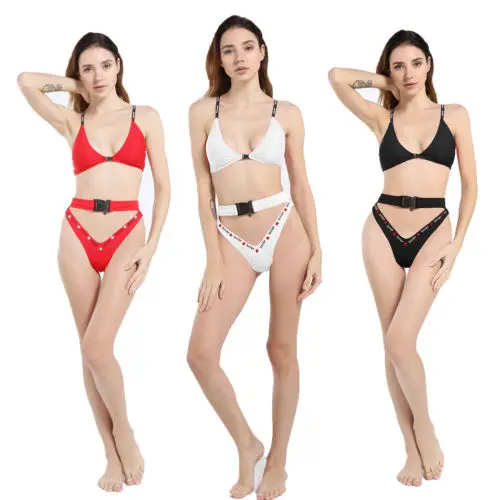 

2019 2Pcs Sexy Women Bikini Set Pushed Up Paded Bra Summer Beach Swimwear Swimsuit Bathing Suit Cheeky Thong V Swim Trunks