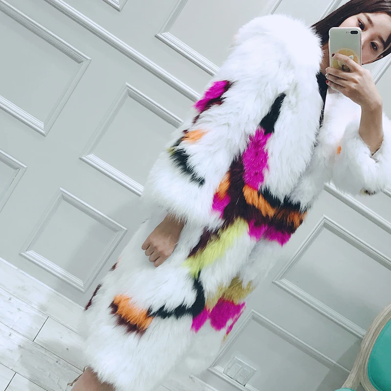 gennuine real knitted fox fur coat with hoody  (1)