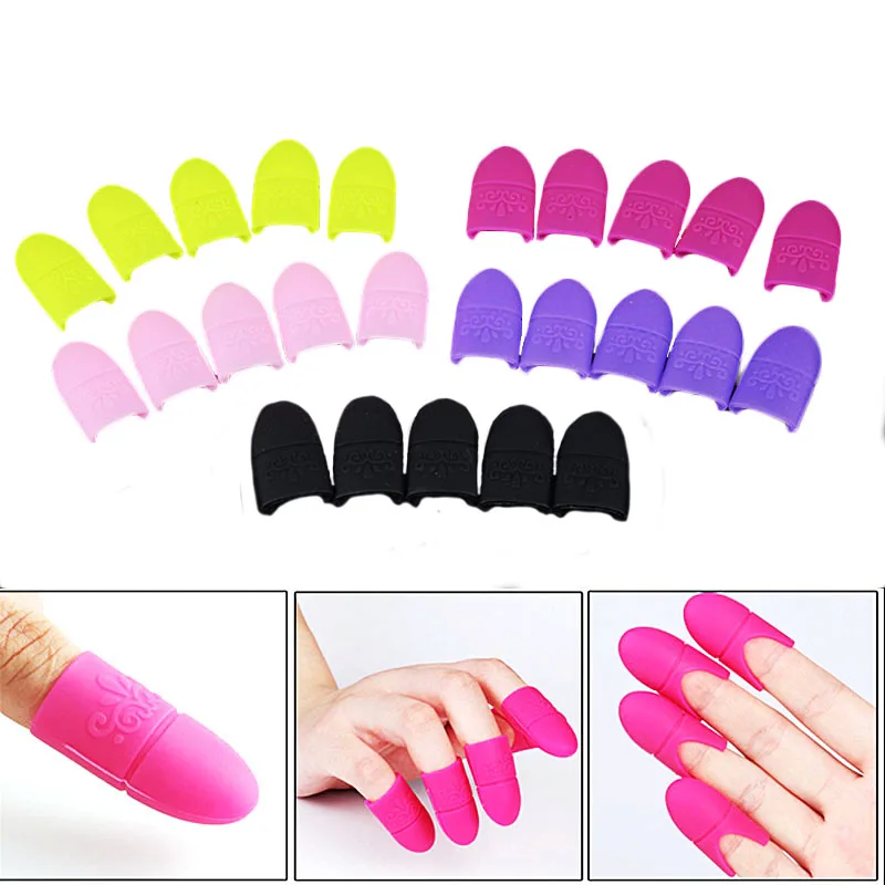 

Reuseable 5PCS Nail Art UV Gel Polish Remover Wrap Silicone Elastic Soak Off Cap Clip Manicure Cleaning Varnish Tool