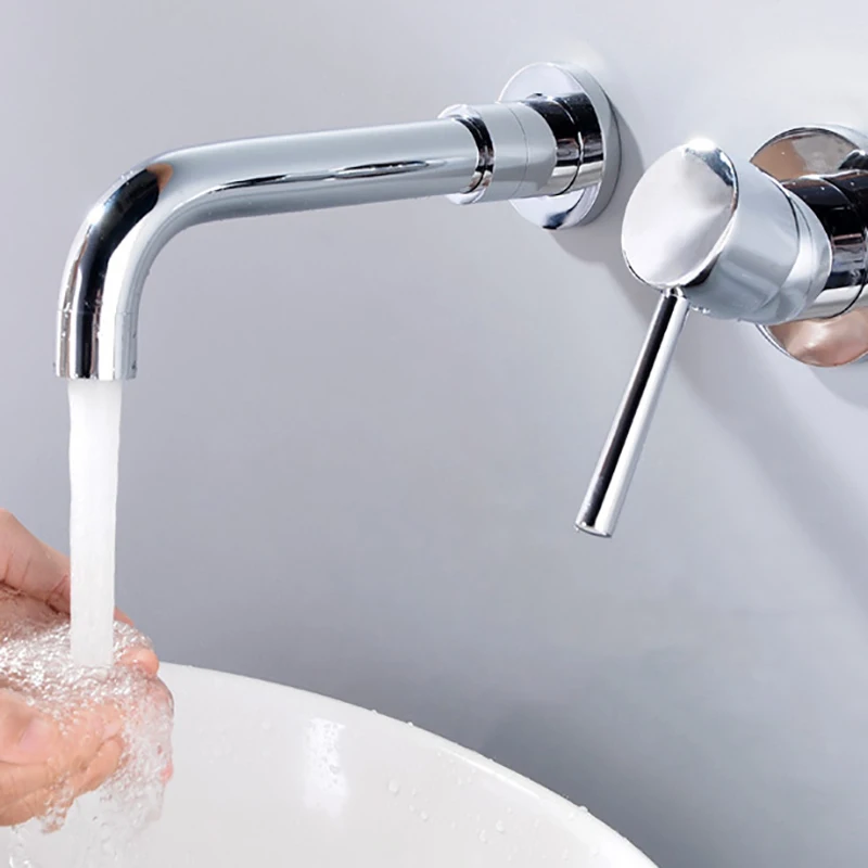  Modern Brass Wall Basin Mixer Tap Bathroom Kitchen Sink Faucet Swivel Spout Bath With Single Lever  - 4000027582774