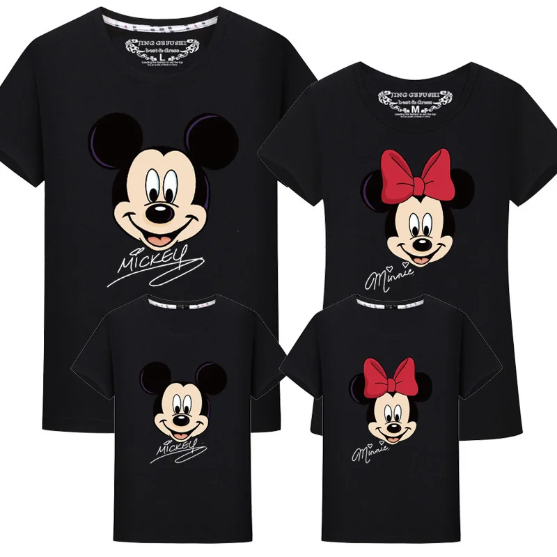 Семейные комплекты; футболка «Мама и я»; хлопковая детская одежда с короткими рукавами с рисунком Минни и Микки для мальчиков и девочек; детская футболка