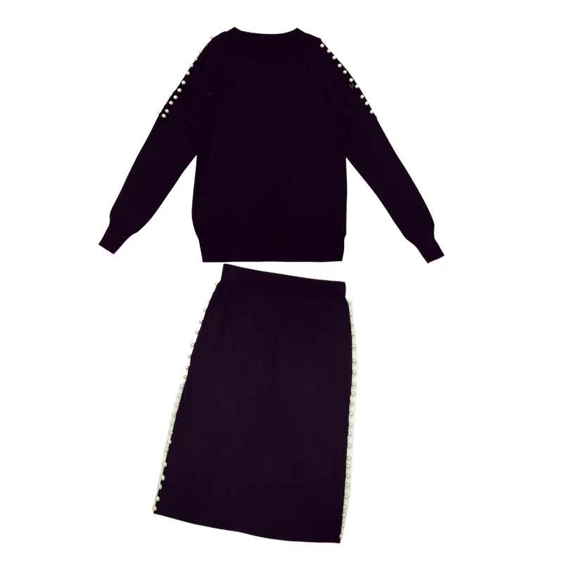 Женский костюм с юбкой Alphalmoda вязаный свитер открытыми плечами и длинными