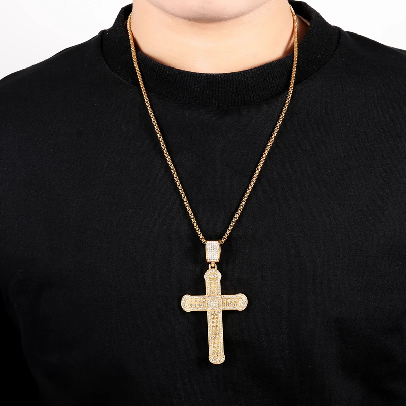 D & Z новая роскошь Iced Out Bling Хрустальный Крест Ожерелье христианский Иисус