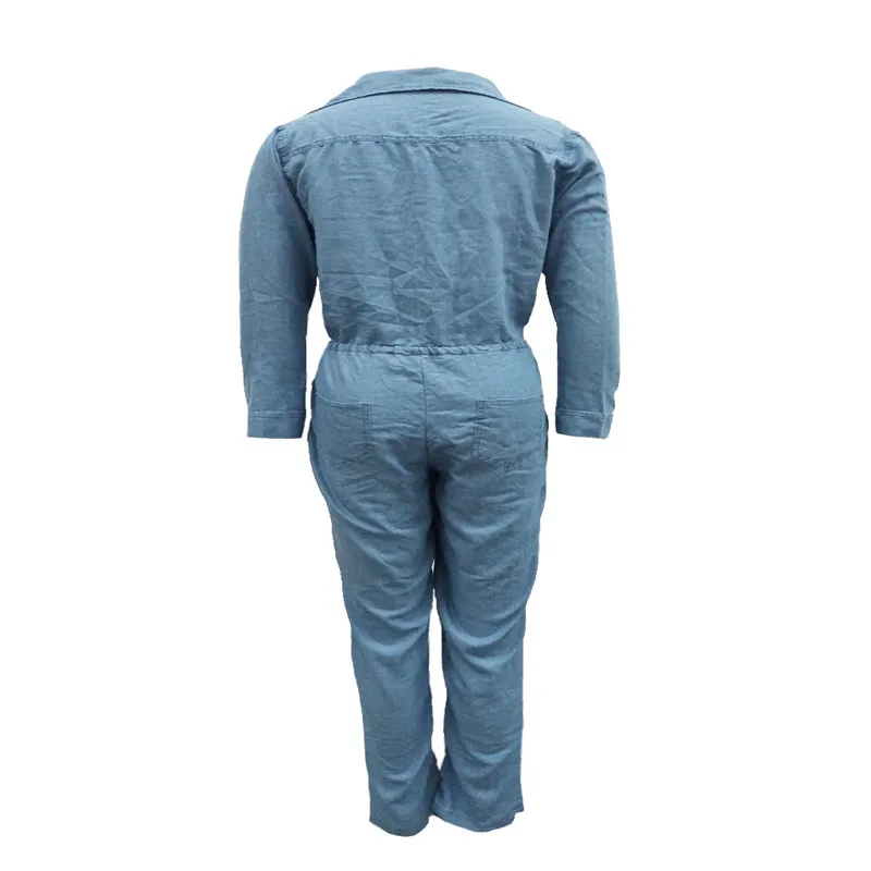 2018 Autumn Denim Jumpsuit Bind Rompers Fashion Women Long Sleeves Jumpsuits Sexy Slim Overalls Plus Size S~3XL (5)