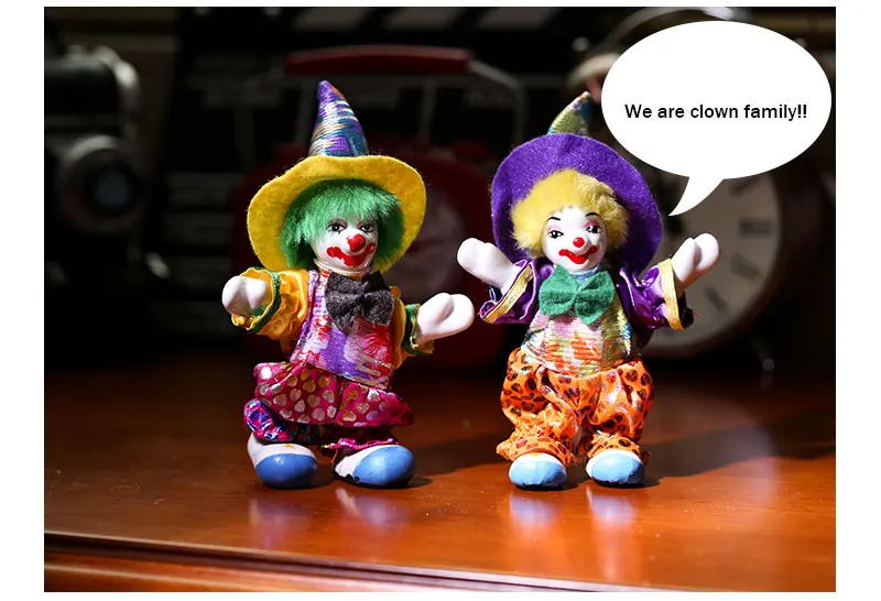 Забавное украшение для дома, керамическая статуэтка цирка клоуна, фарфоровая статуэтка ручной работы, украшение для детской комнаты, декор на Рождество, Хэллоуин