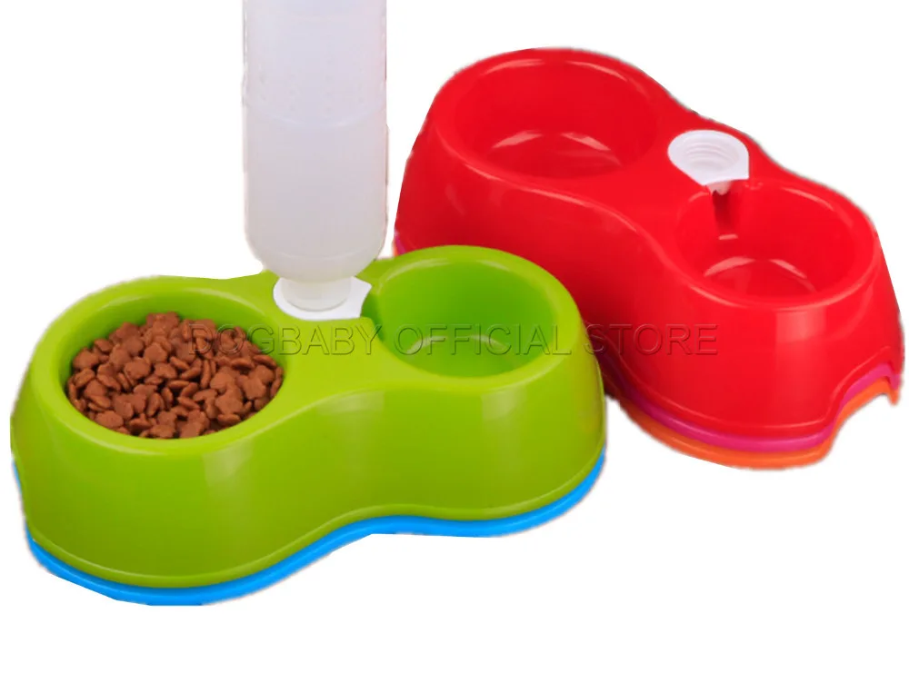 Пластиковые кормушки для собак, подходящие для домашних собак, кошек, бутылки для воды, миски для еды, двойные твердые миски для маленьких и крупных собак, кошек