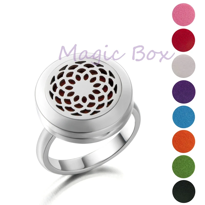 Stainless steel Aromatherapy Essential Oil Diffuser ring om diffuser jewelry for women with free