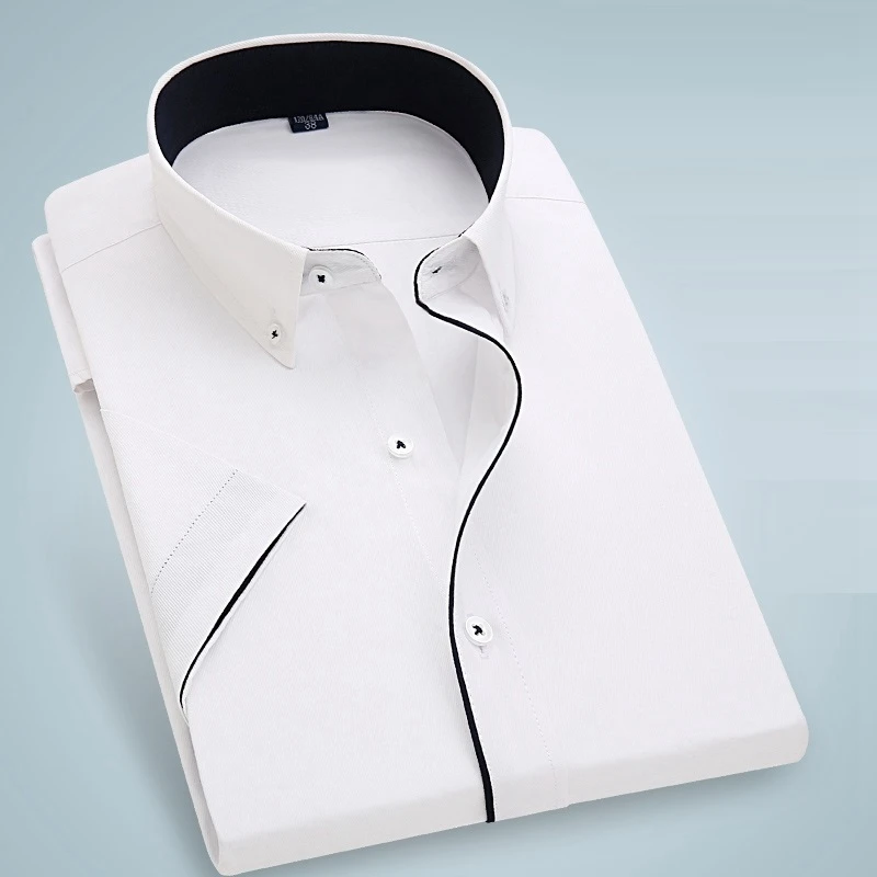 Skup Męskie koszule z krótkim rękawem biuro formalne letnie męskie bawełniane koszula kieszeń biznes większy rozmiar duża 8XL 11XL 12XL plus koszula 54 56 58