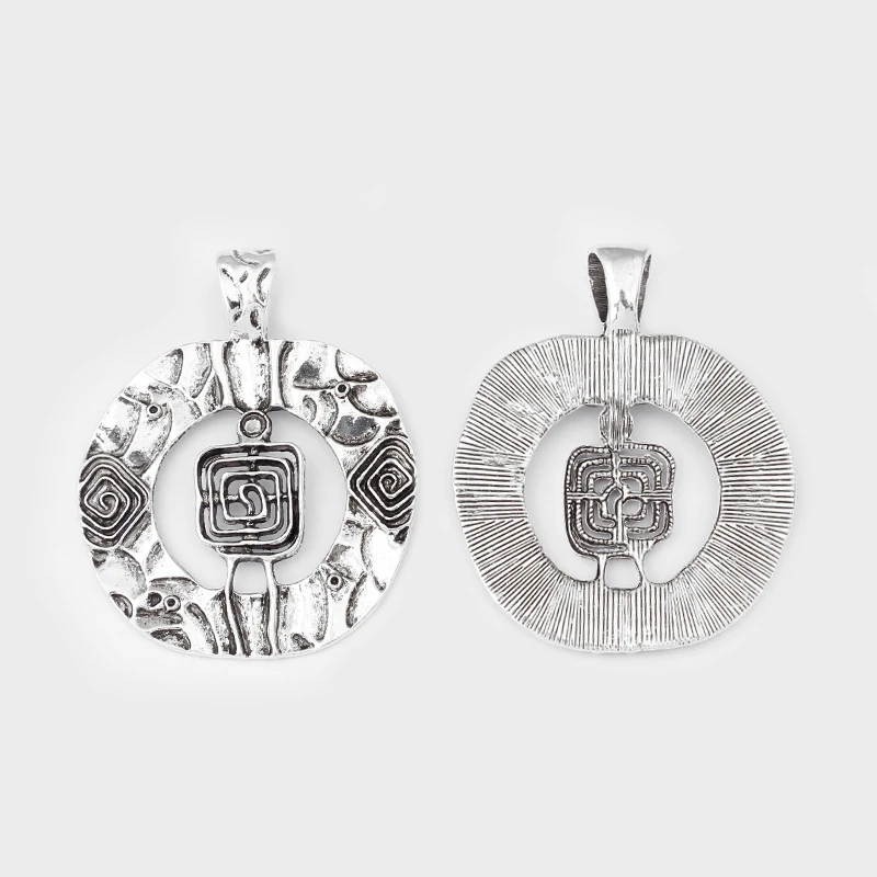 2 шт античное серебро/ярь-Медянка, патина, племенной вихревой спиральный стиль подвески для ожерелья ювелирных изделий
