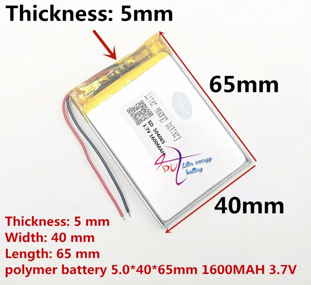 

SD504065 504065 1600mAh lithium ion polymer battery pack ,flat lipo battery 3.7v Rechargeable batteries