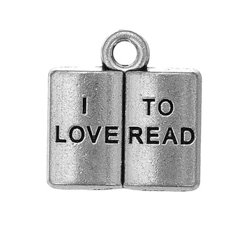 

Zinc Alloy Open Book Shape Word Tag I LOVE TO READ BOOK Charm